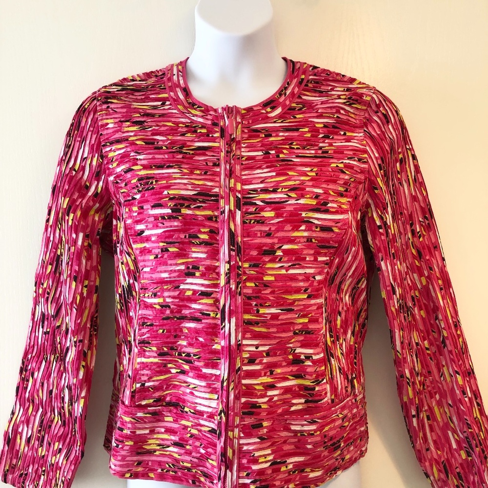 Laura Ashley Jacket Size: Large Pinks/White/Yellow/Black